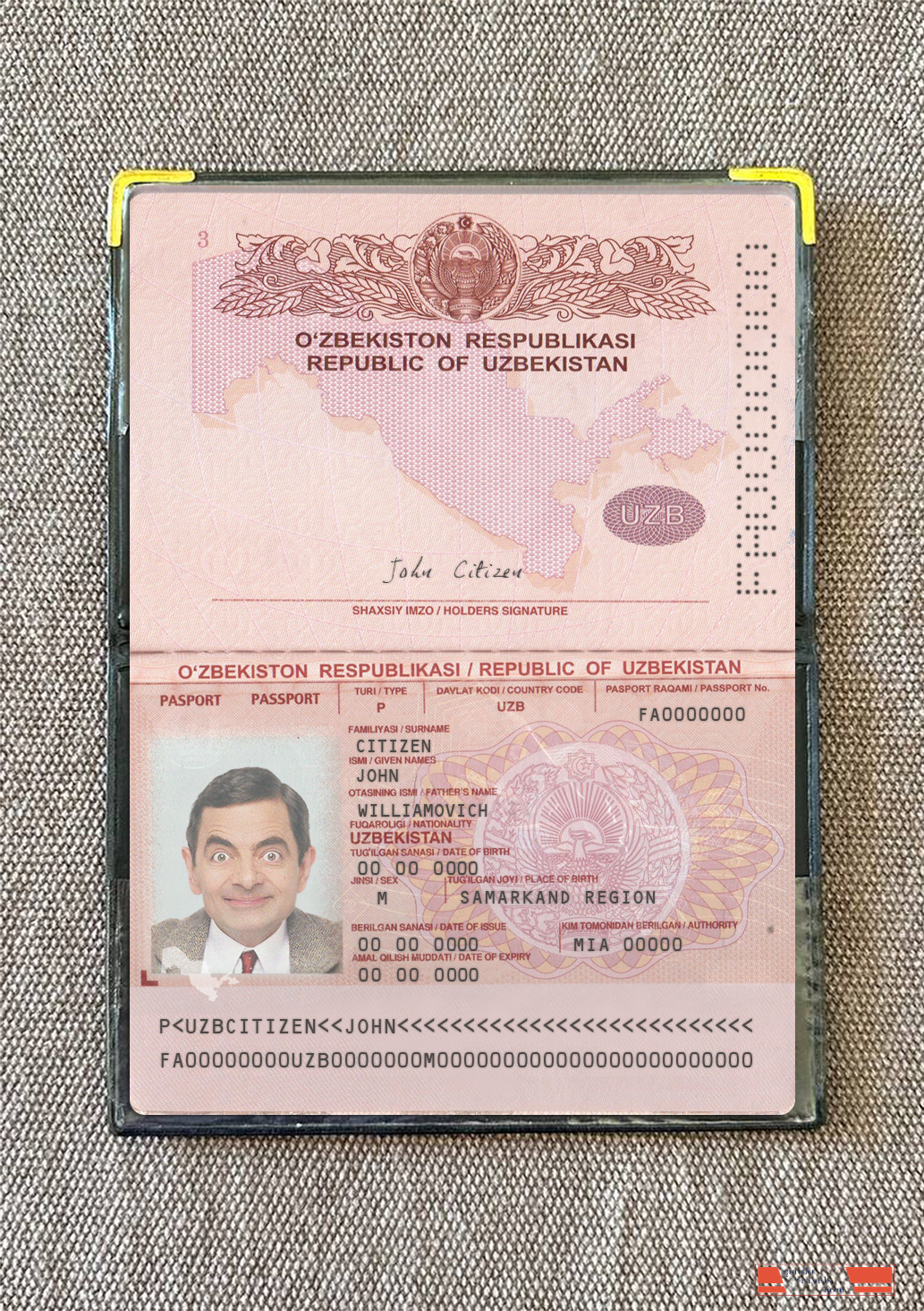 Uzbekistan passport 2022 present photolook PSD template